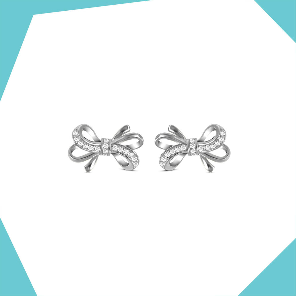 'The Elaborate Bow Gold Plated Earrings For Girls (WG)
