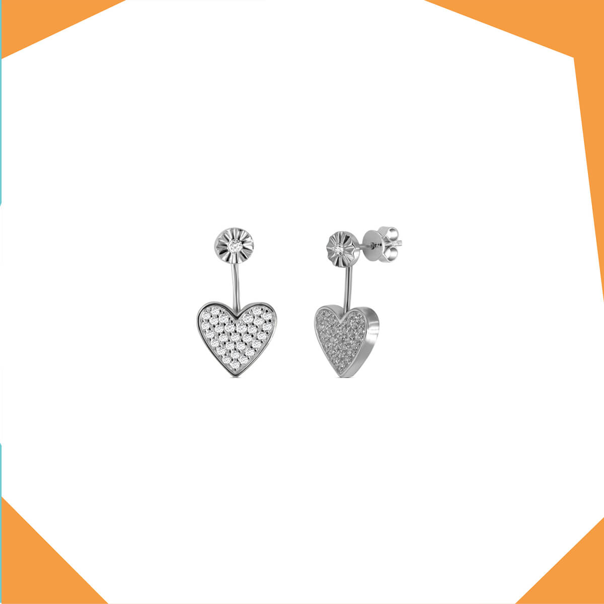 'Flipping Heart Gold Plated Earrings For Girls (WG)