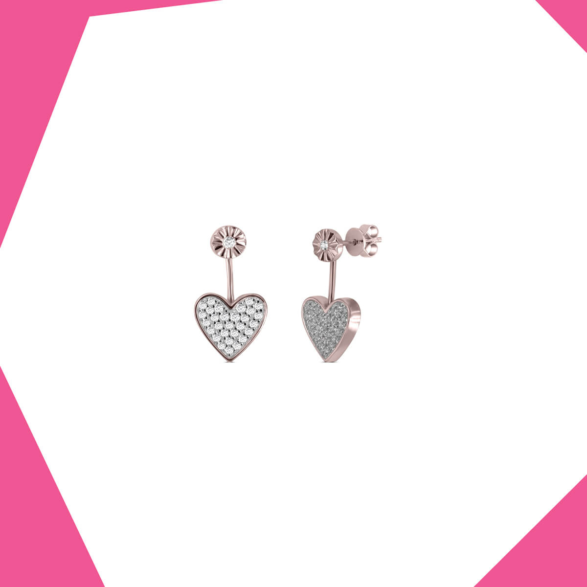 'Flipping Heart Gold Plated Earrings For Girls (RG)