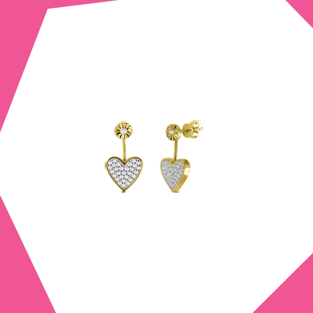 'Flipping Heart Gold Plated Earrings For Girls (YG)