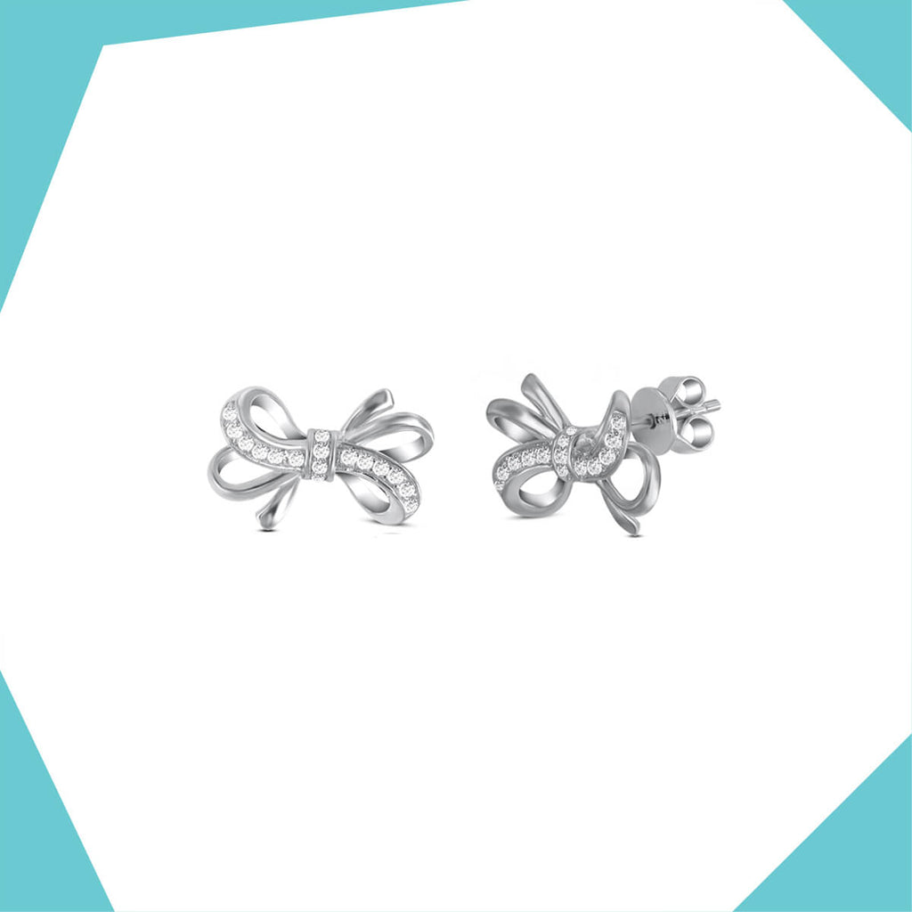 'The Elaborate Bow Gold Plated Earrings For Girls (WG)