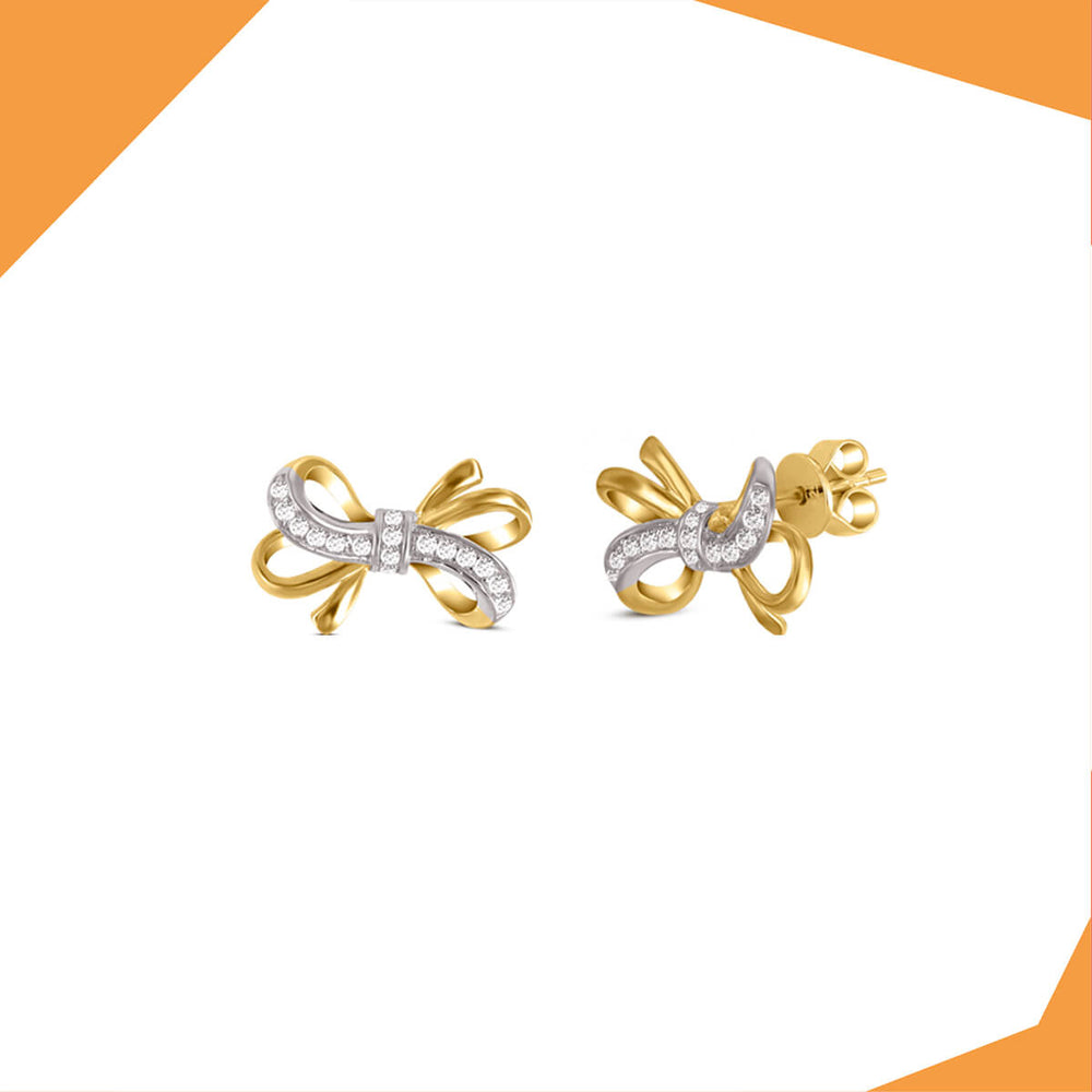 'The Elaborate Bow Gold Plated Earrings For Girls (YG)