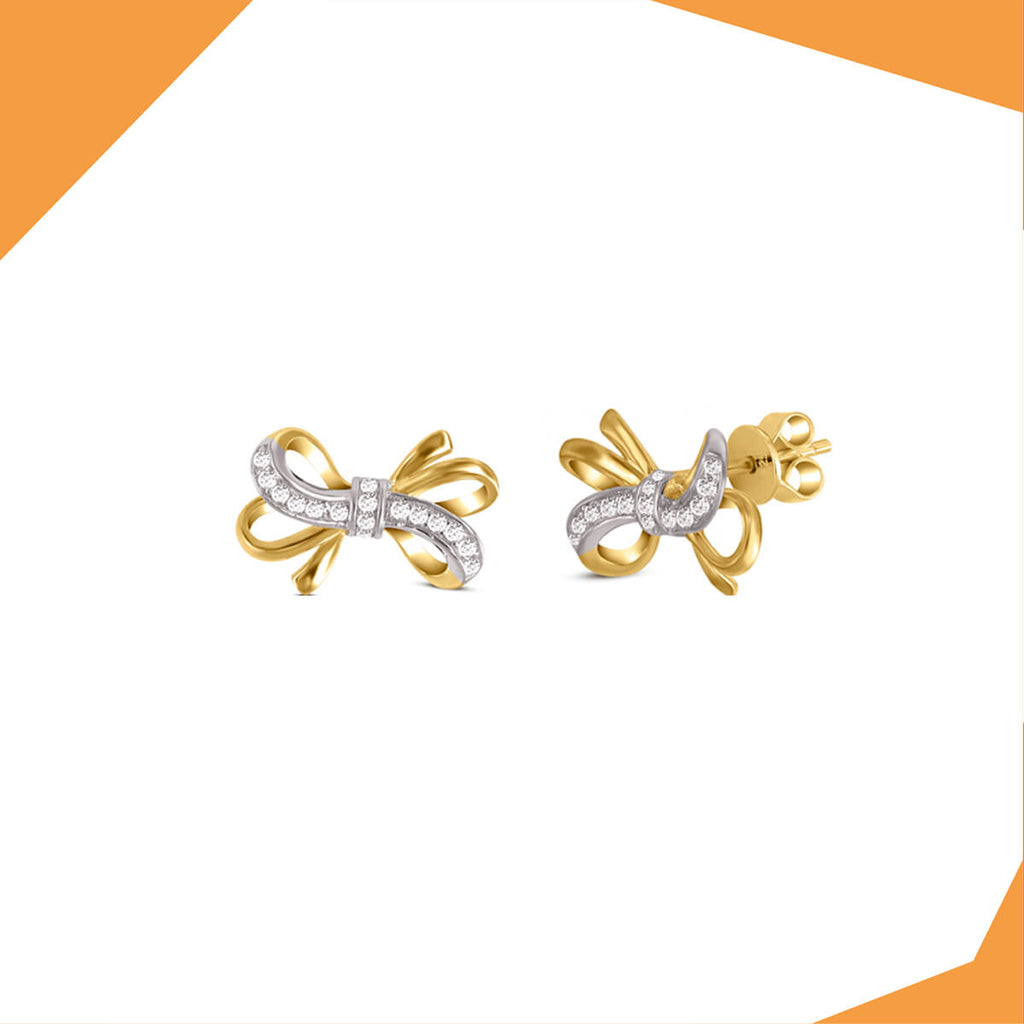 'The Elaborate Bow Gold Plated Earrings For Girls (YG)