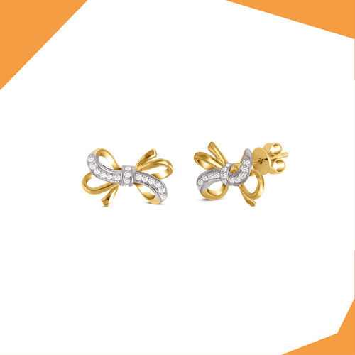 'The Elaborate Bow Gold Plated Earrings For Girls (YG)