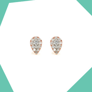DIAMOND CLUSTER STUDD GOLD EARRINGS (ROSE GOLD) FOR BABY GIRL