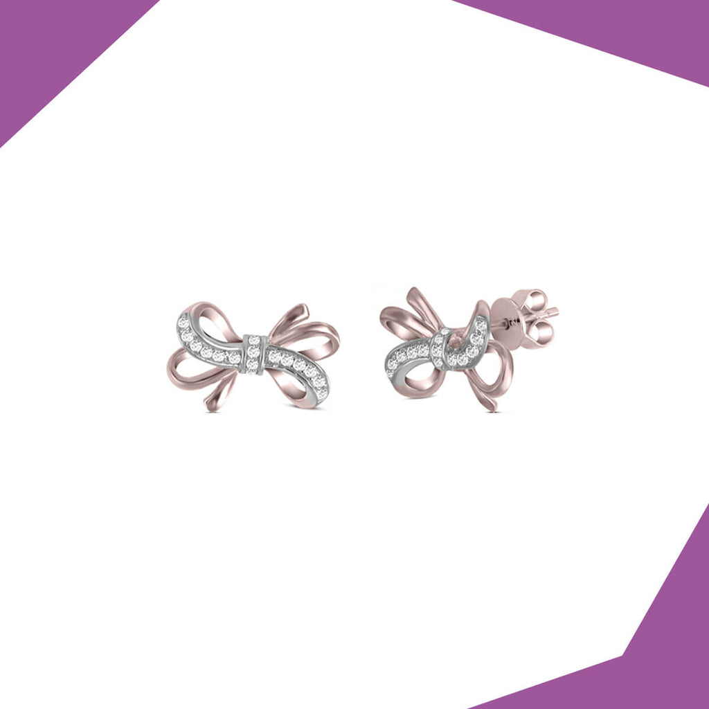 'The Elaborate Bow Gold Plated Earrings For Girls (RG)