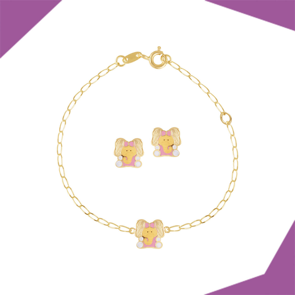 LITTLE ELLIE GOLD EARRING AND BRACELET SET FOR BABY GIRLS