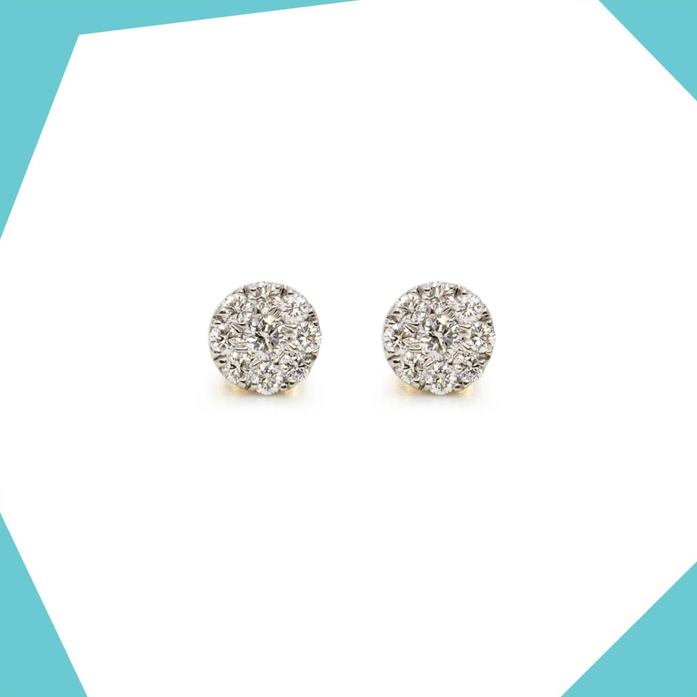 DIAMOND CLUSTER STUDD GOLD EARRINGS (YG) FOR BABY GIRL