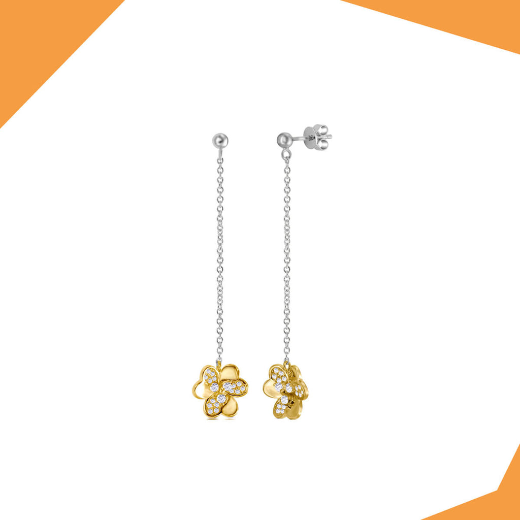 'Duet Flower Gold Plated Earrings For Girls (YG)