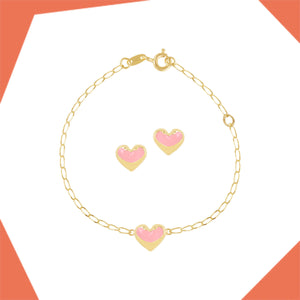 LITTLE HEARTS GOLD EARRING AND BRACELET SET FOR BABY GIRLS