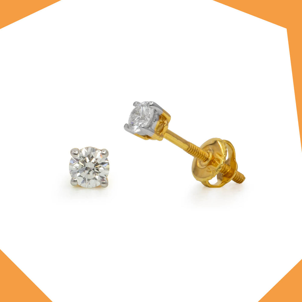 ROUND DIAMOND GOLD EARRINGS (YELLOW GOLD) FOR BABY GIRL