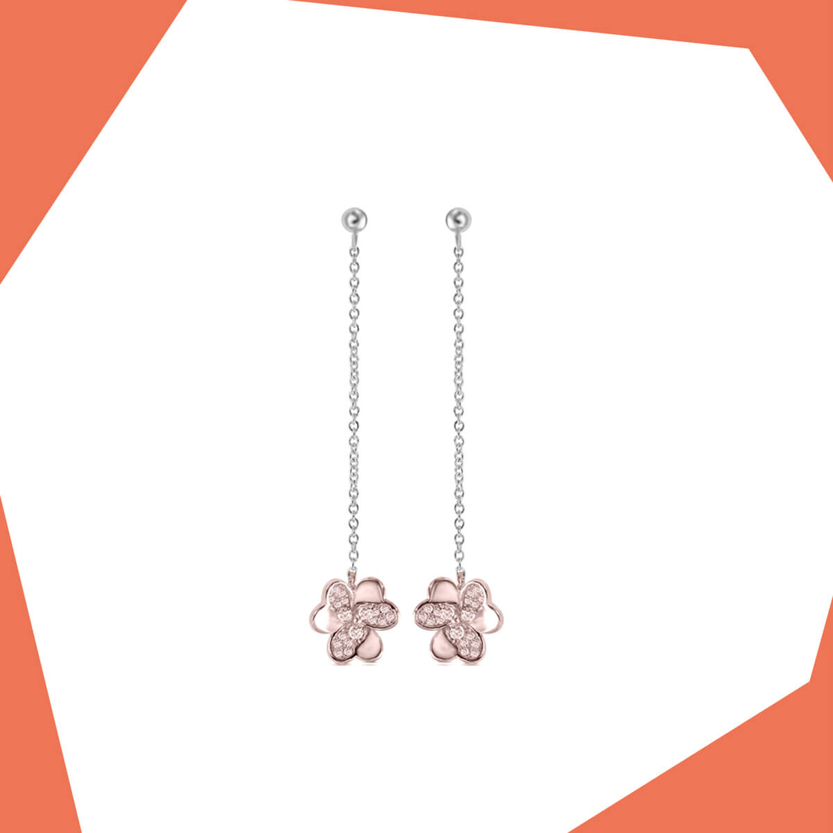 'Duet Flower Gold Plated Earrings For Girls (WG)