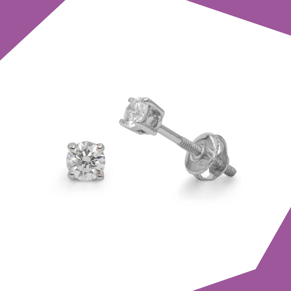 ROUND DIAMOND STUD EARRINGS (WHITEGOLD)