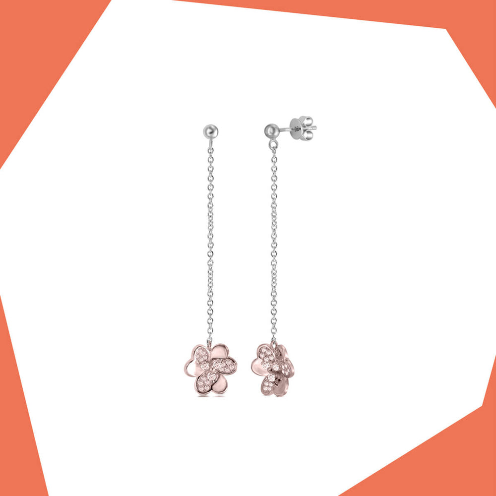 'Duet Flower Gold Plated Earrings For Girls (WG)