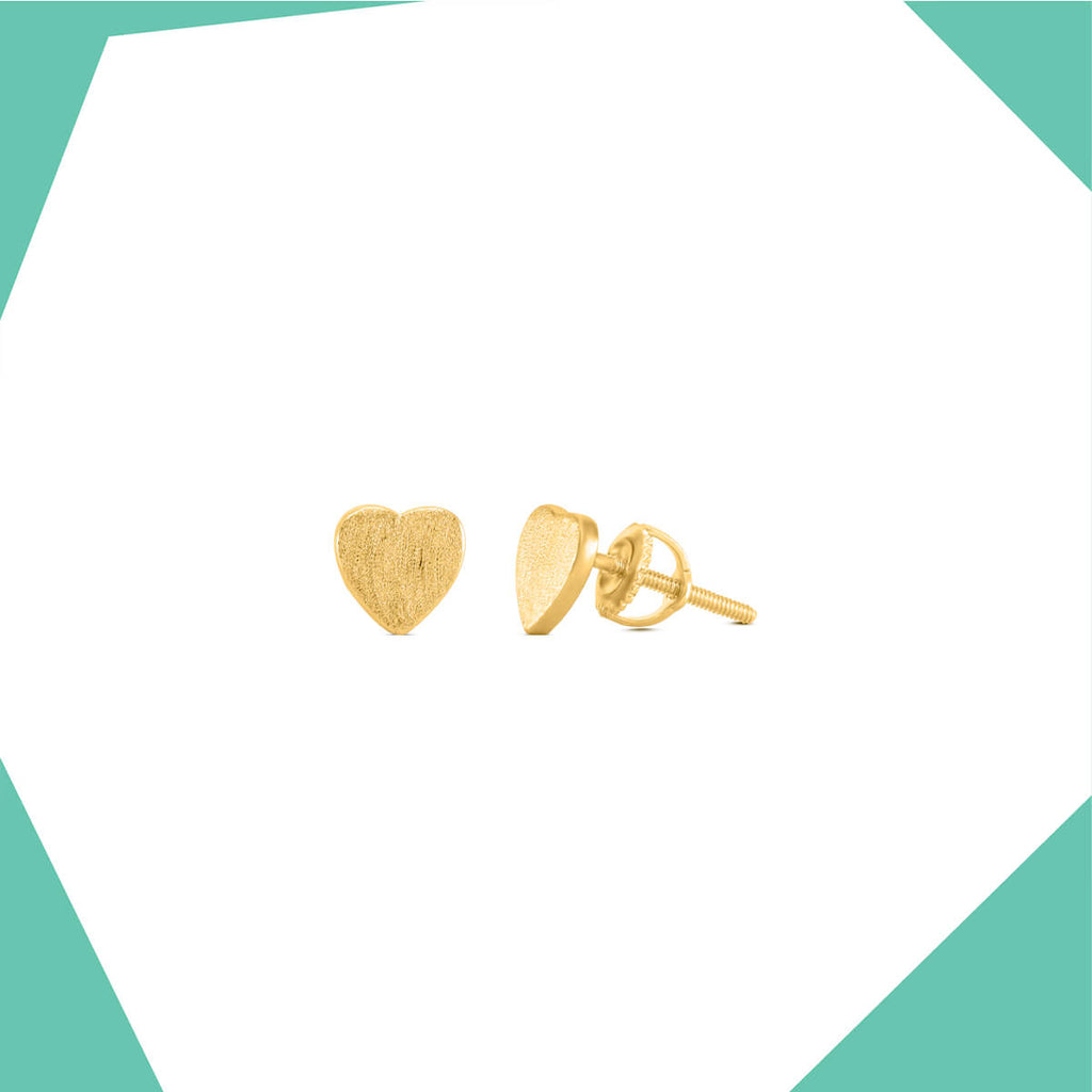 THE MATT HEART GOLD PLATED EARRINGS FOR GIRLS (YG)