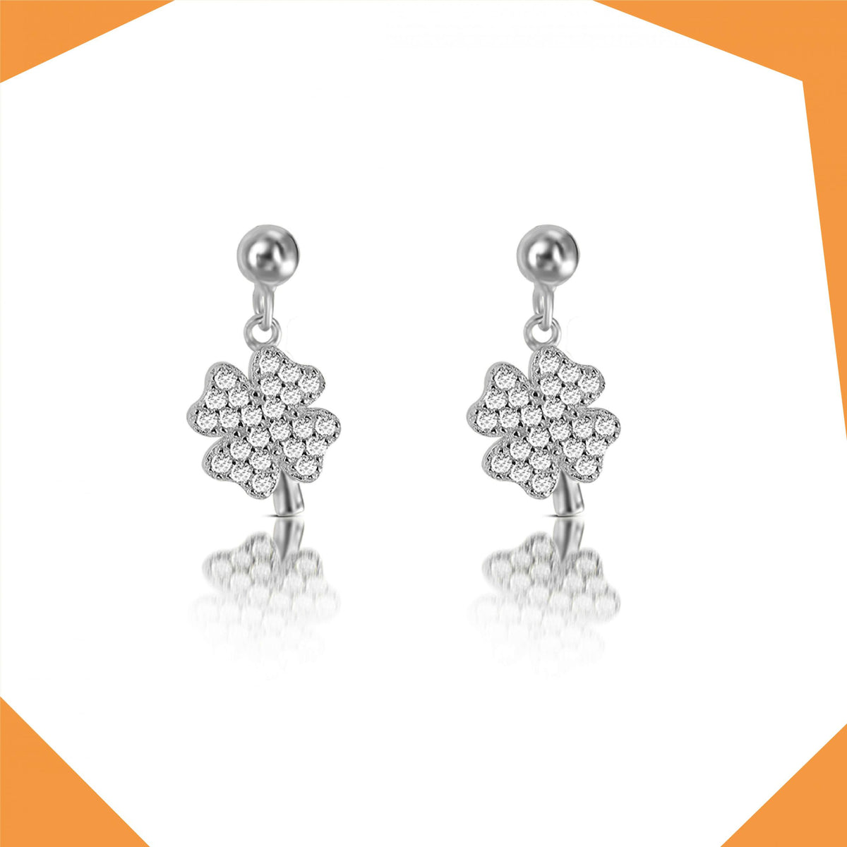 'The 4 Leaf Clover Gold Plated Earrings For Girls (WG)
