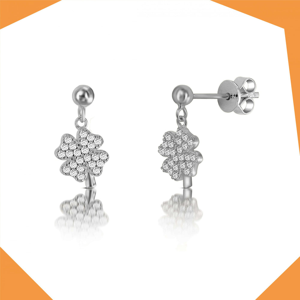 'The 4 Leaf Clover Gold Plated Earrings For Girls (WG)