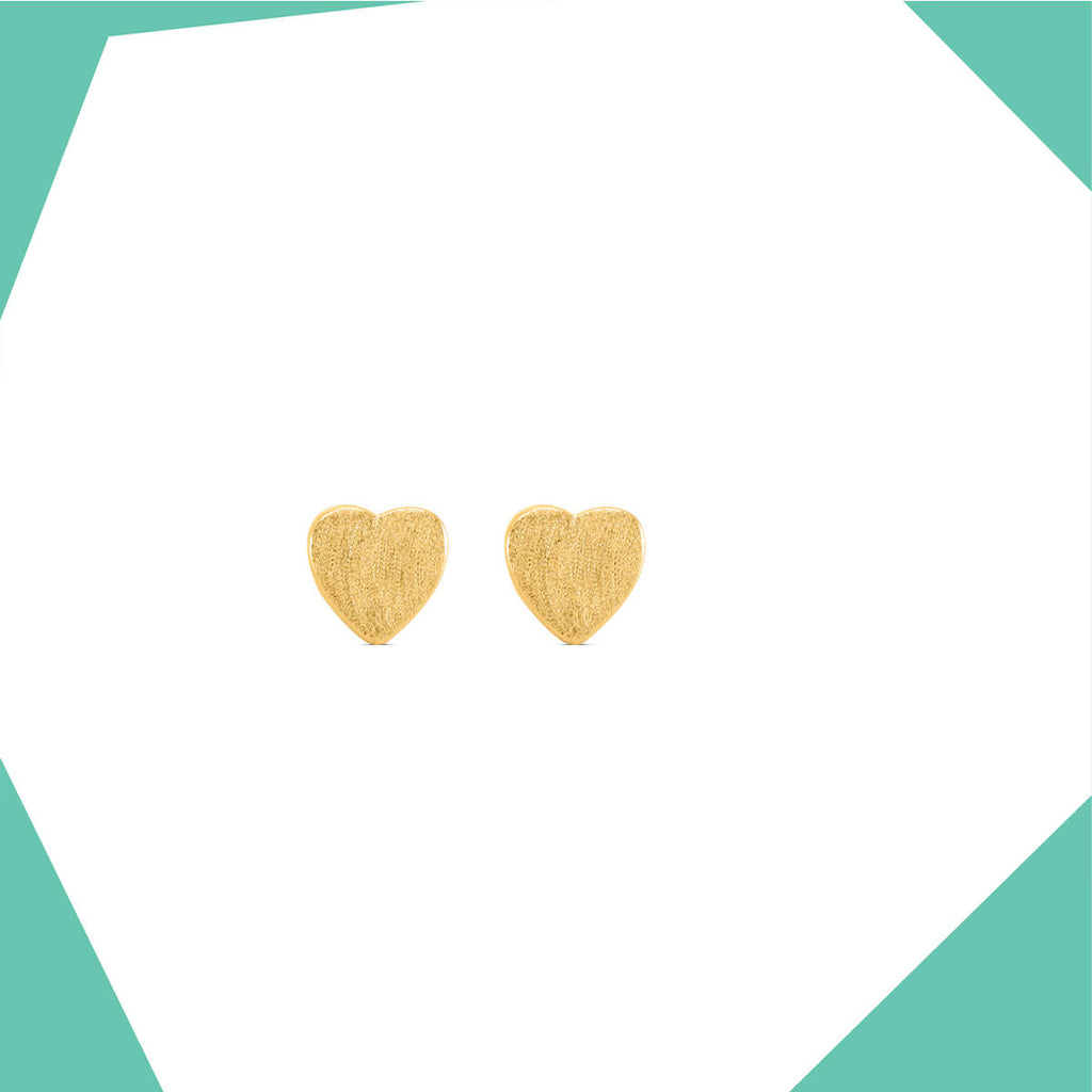 THE MATT HEART GOLD PLATED EARRINGS FOR GIRLS (YG)