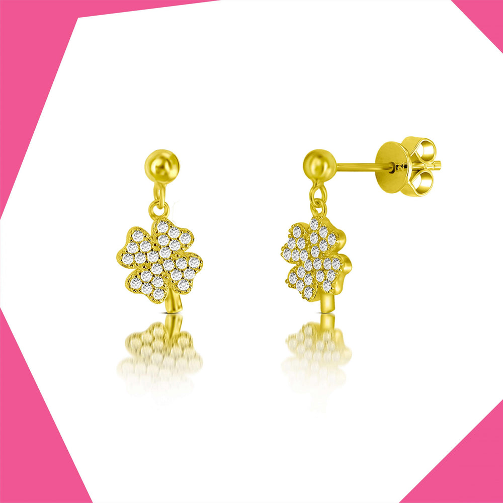 'The 4 Leaf Clover Gold Plated Earrings For Girls (YG)