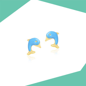 BLUE DOLPHIN GOLD EARRINGS FOR BABY GIRL