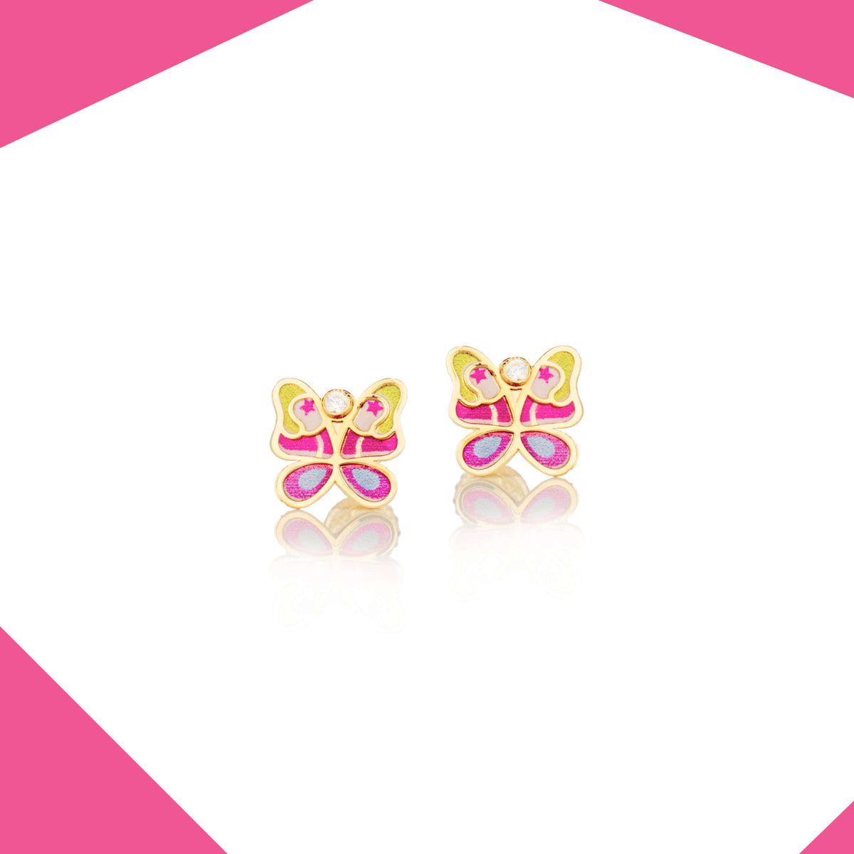 Whimsical Butterfly 9kt Gold Earrings For Girls