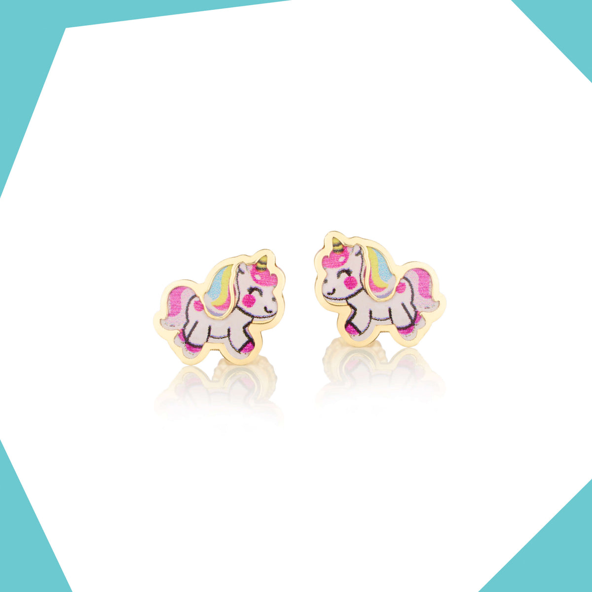 Dancing Unicorn 9kt Gold Earrings For Girls
