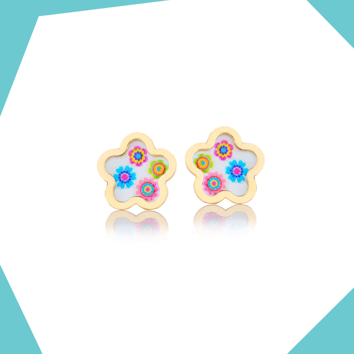 All Season Flower 9kt Gold Earrings For Girls