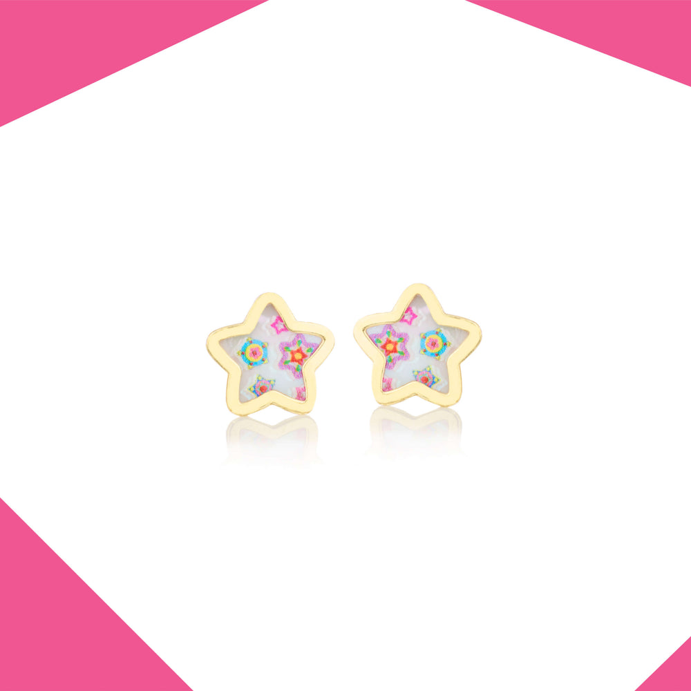 Mandala Stars 9kt Gold Earrings For Girls