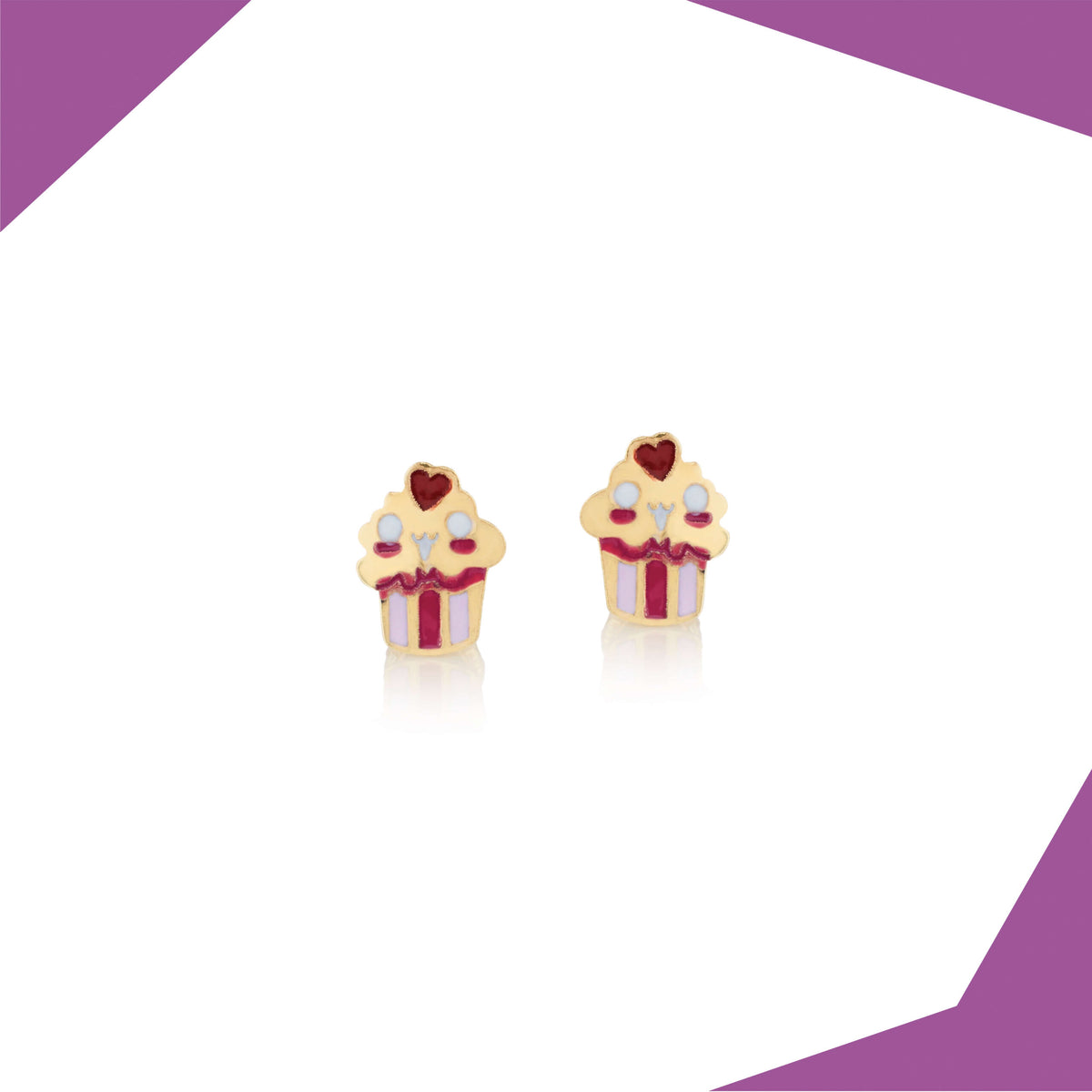 Gourmet Cupcakes 9kt Gold Earrings For Girls