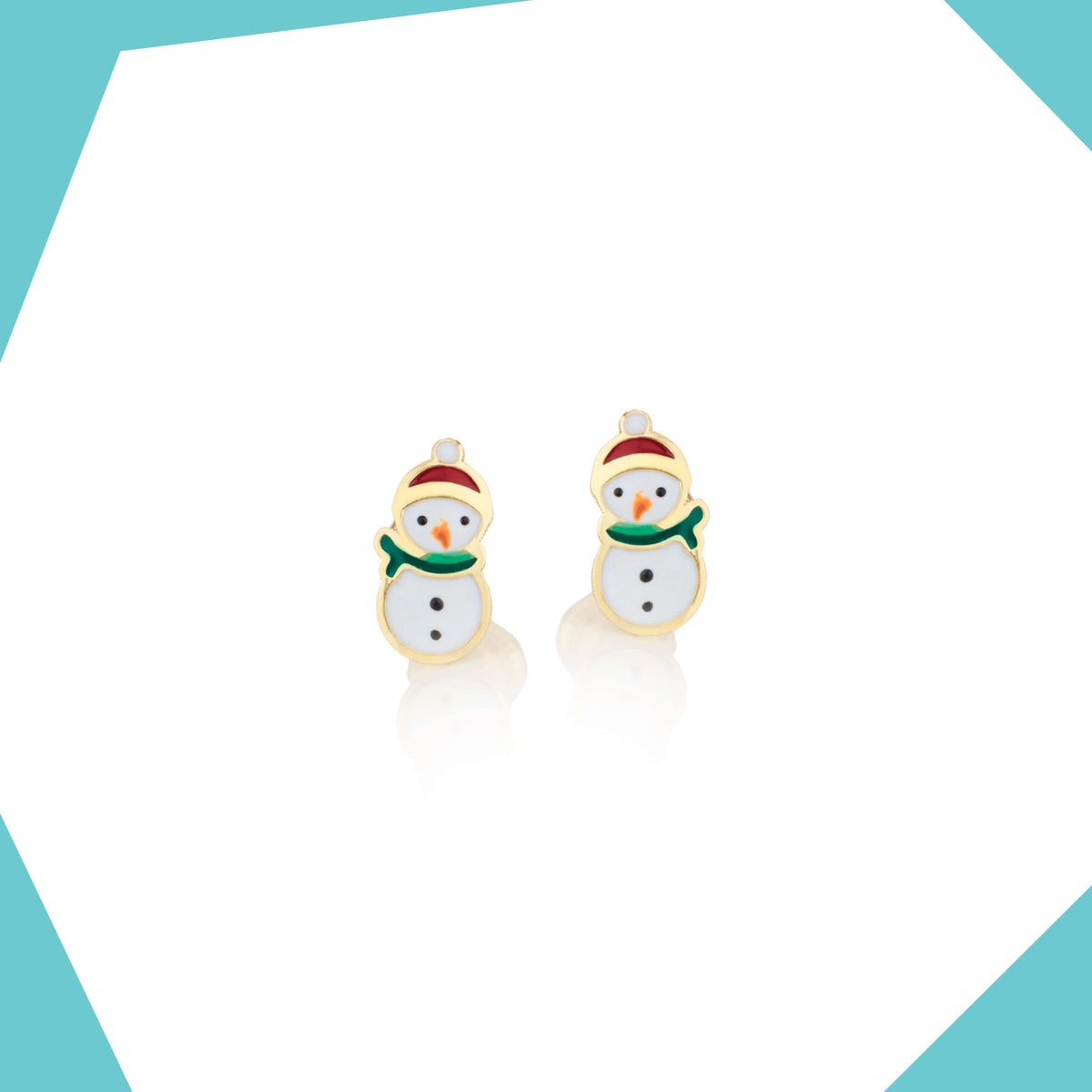 Snowman - 9kt Gold Earrings For Girls