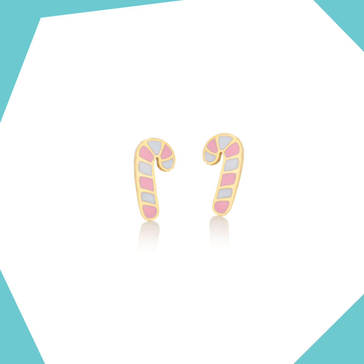 Candy Cane 9kt Gold Earrings For Girls