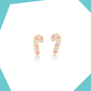 Candy Cane 9kt Gold Earrings For Girls