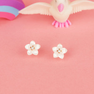PEARLY GLITTER FLOWER GOLD AND DIAMOND EARRINGS FOR BABY GIRL