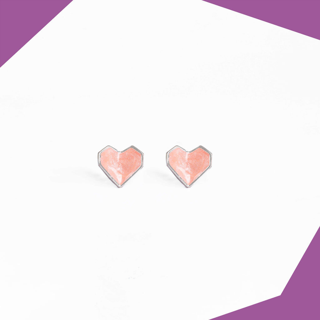 Pink Heart Gold Plated Earrings For Girls