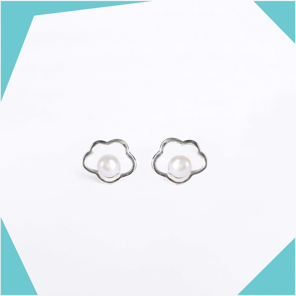 Pearl Cloud Gold Plated Earrings For Girls (WG)