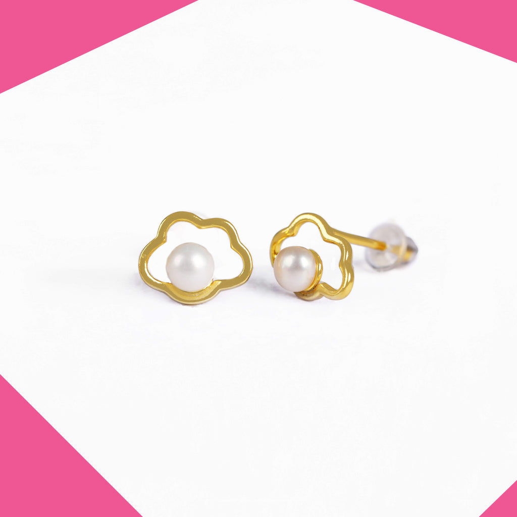 Pearl Cloud Gold Plated Earrings For Girls (YG)