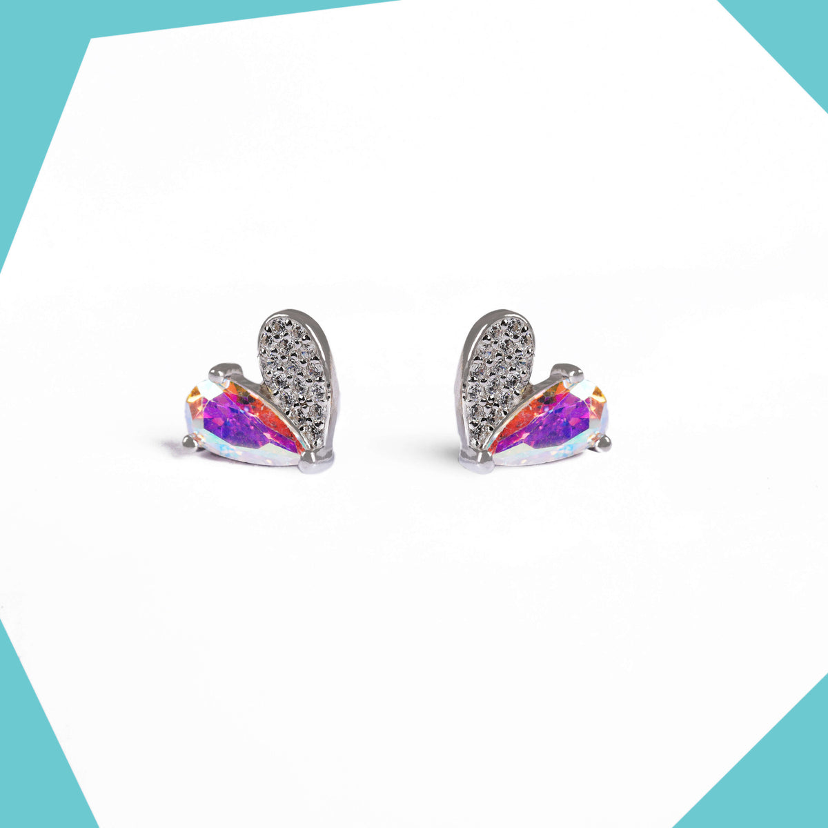 My Crystal Heart Gold Plated Earrings For Girls
