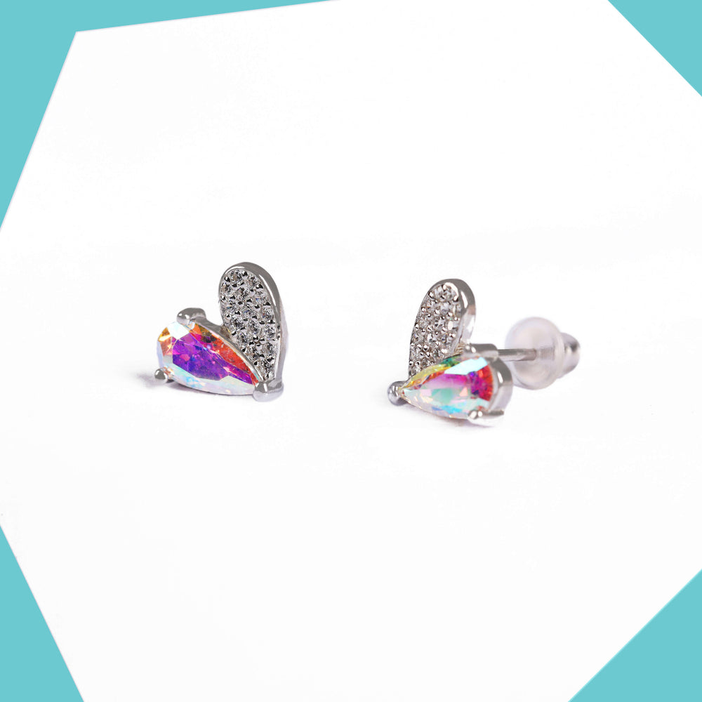My Crystal Heart Gold Plated Earrings For Girls