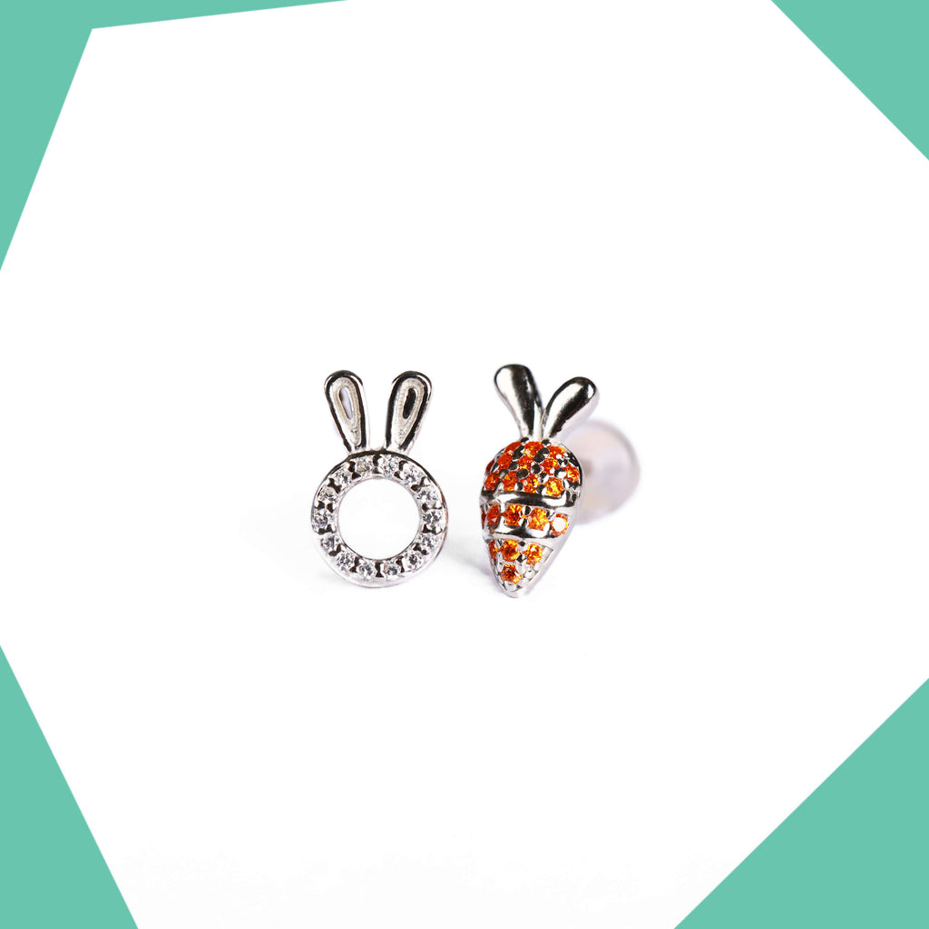 A Bunny & his Carrot Gold Plated Earrings For Girls (WG)