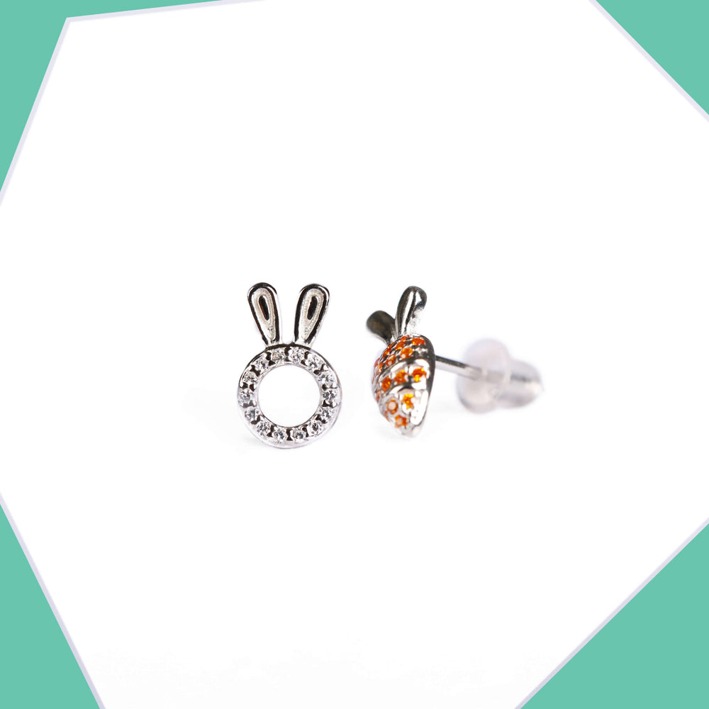 A Bunny & his Carrot Gold Plated Earrings For Girls (WG)