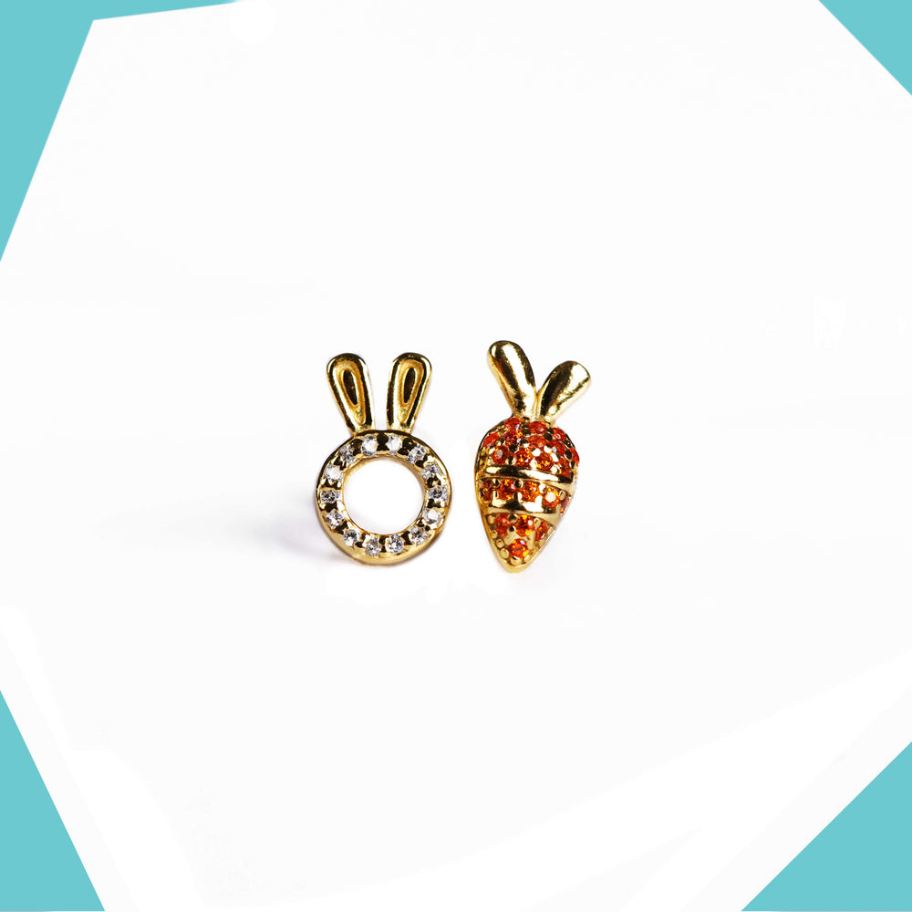 A Bunny & his Carrot Gold Plated Earrings For Girls (YG)