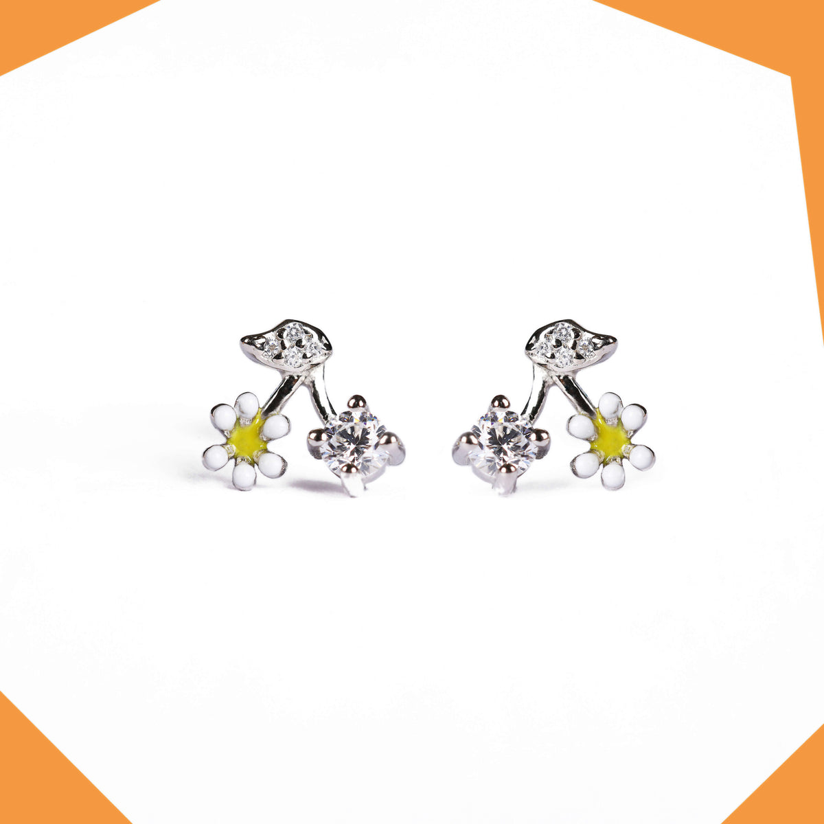 A Fruit, Flower and Leaf Gold Plated Earrings For Girls