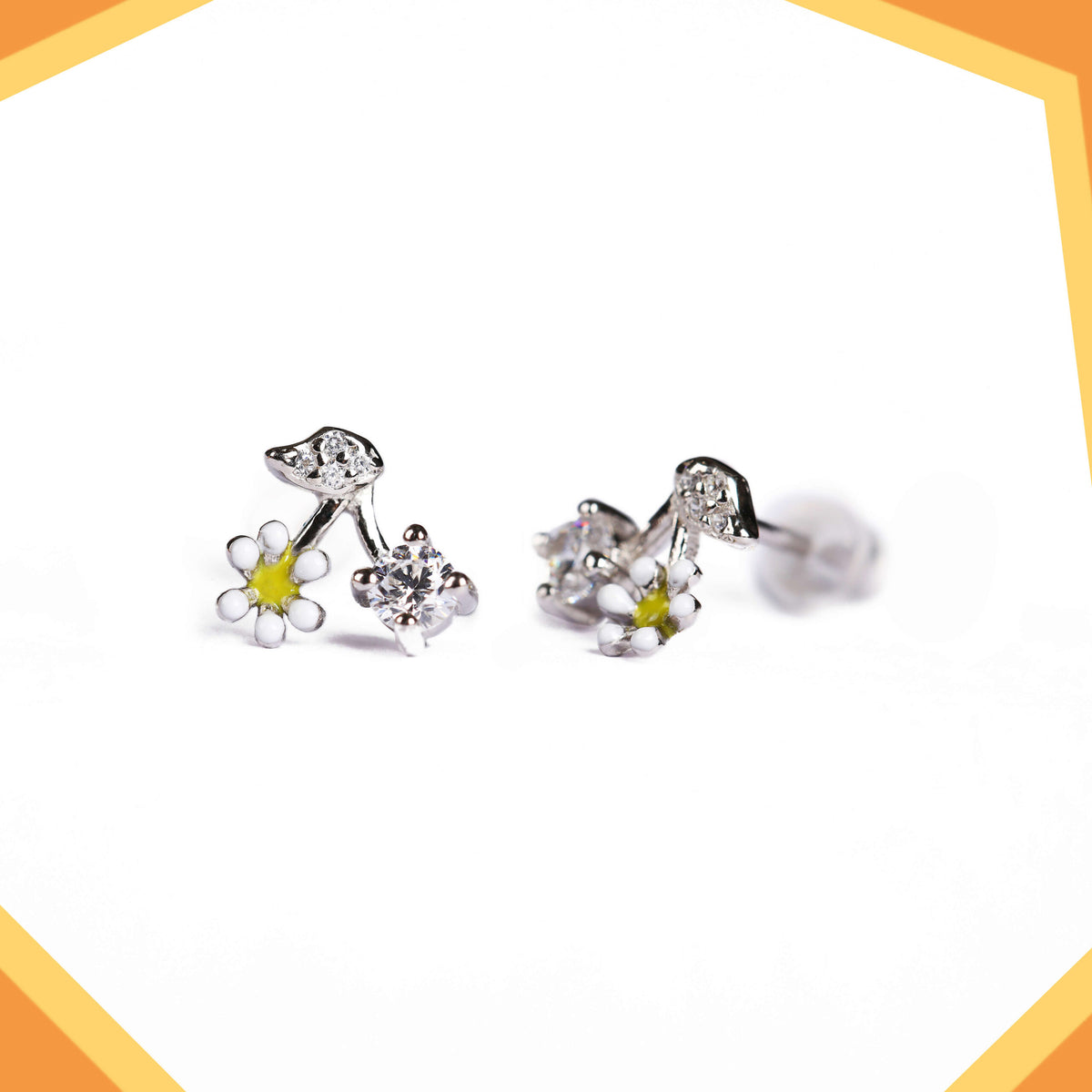 A Fruit, Flower and Leaf Gold Plated Earrings For Girls
