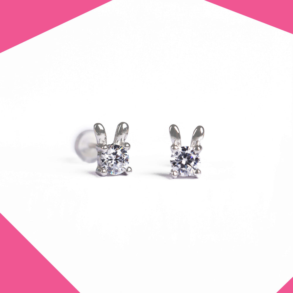 Crystal Bunny Studs Gold Plated Earrings For Girls (YG)