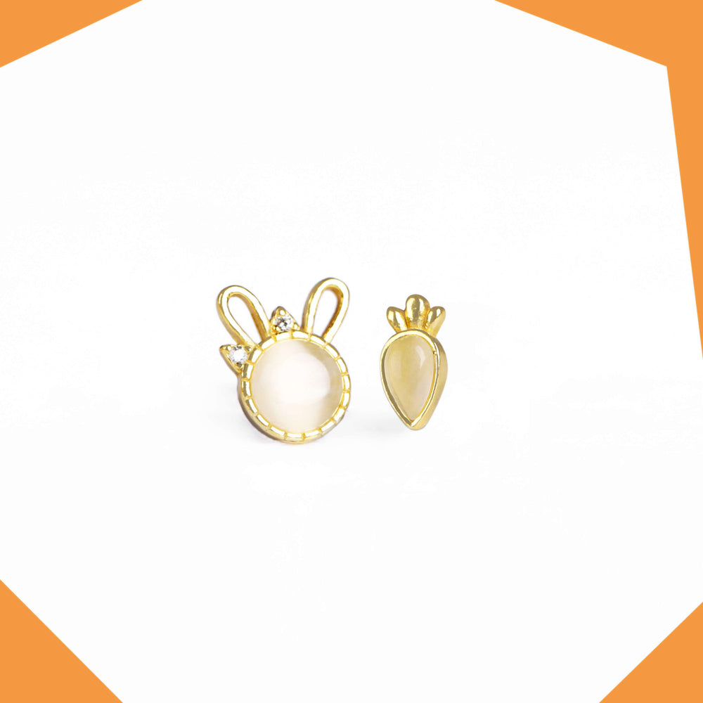 Another Bunny & His Carrot Gold Plated Earrings For Girls (YG)