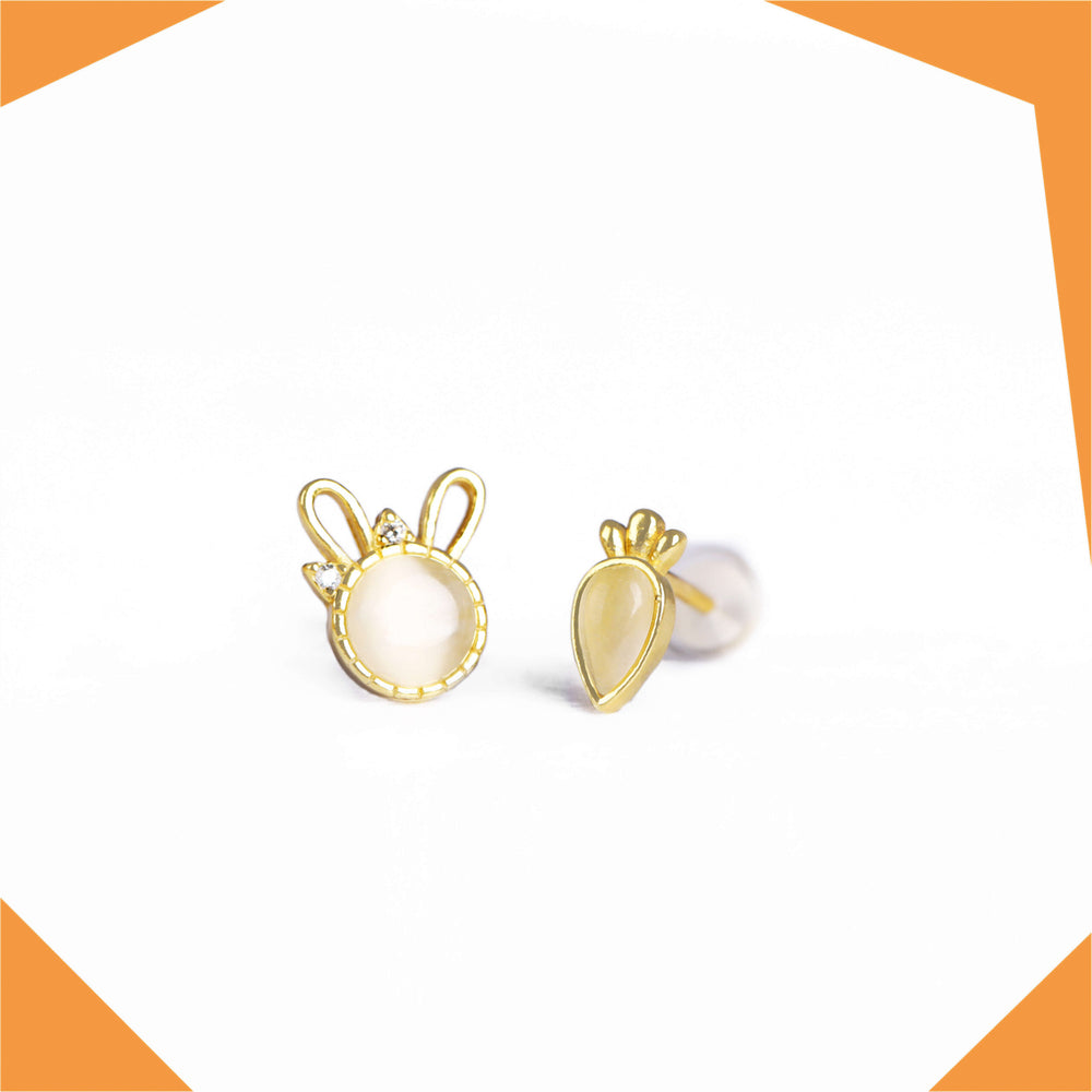 Another Bunny & His Carrot Gold Plated Earrings For Girls (YG)