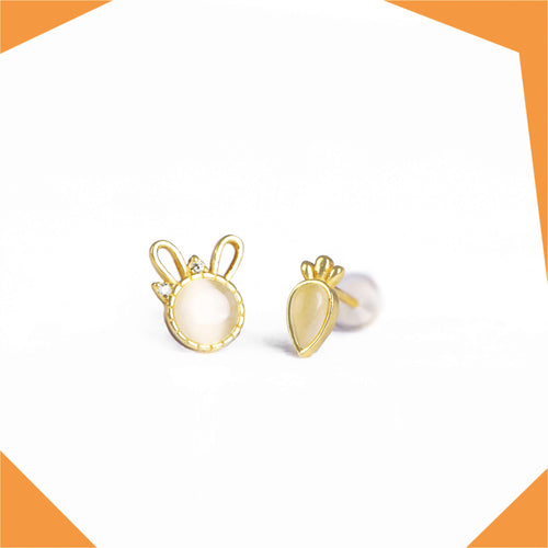 Another Bunny & His Carrot Gold Plated Earrings For Girls (YG)