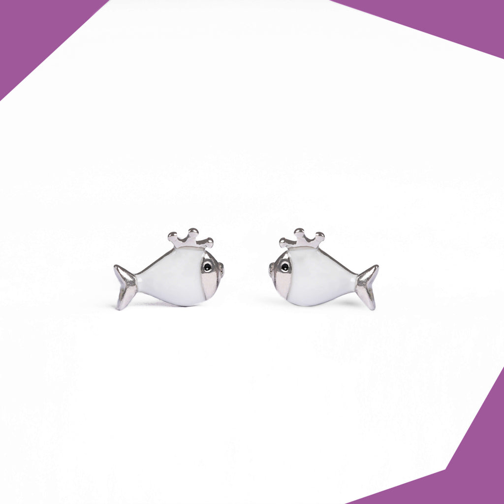 A Fish with a Crown Gold Plated Earrings For Girls (WG)