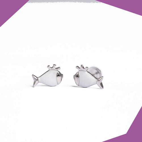 A Fish with a Crown Gold Plated Earrings For Girls (WG)