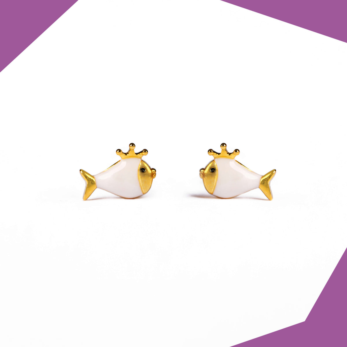 A Fish with a Crown Gold Plated Earrings For Girls (YG)